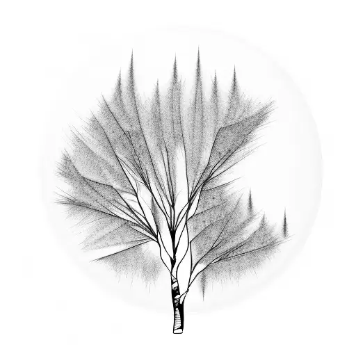 birch tree and willow tree tattoo design idea