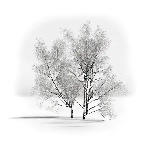 birch tree and willow tree tattoo design idea
