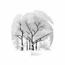 birch tree and willow tree tattoo design idea