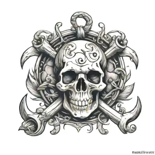 skull and anchor   tattoo design idea