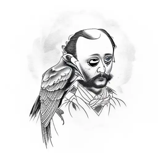 raven with Edgar Allen Poe quote  tattoo design idea