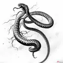 Snake, Cobra wrapped around arm large scales red eyes evil mouth open fangs drip tattoo design idea