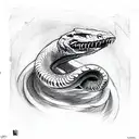 Snake, Cobra wrapped around arm large scales red eyes evil mouth open fangs drip tattoo design idea