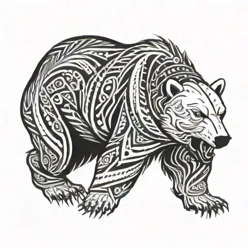 polar bear fighting wolf tattoo design idea