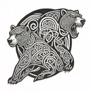 celtic  polar bear fighting wolf tattoo design idea