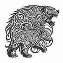 celtic  polar bear fighting wolf tattoo design idea