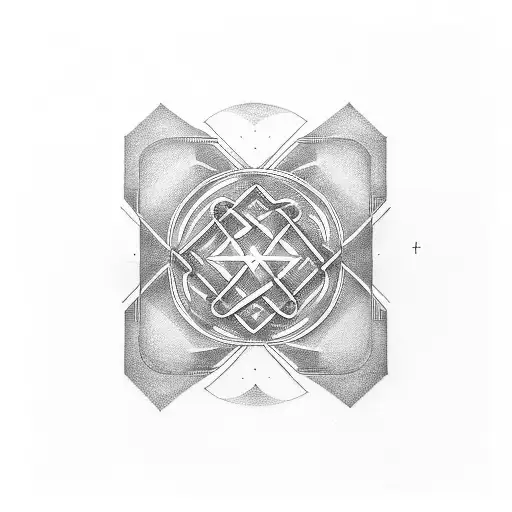 The design of the numbers 3, 6, 9 in Greek inspired by Tesla's law and the infinity symbol in triangles and circles tattoo design idea