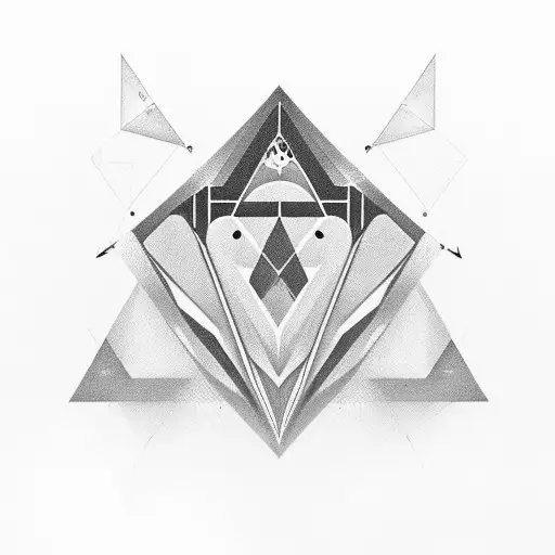 The design should be inspired by Tesla's 369 law, with geometric shapes like triangles, medium size, I want to wear it o tattoo design idea