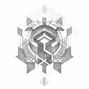 Design of numbers 3, 6, 9 in Greek with infinity sign and geometric shapes tattoo design idea