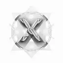 Design of numbers 3, 6, 9 in Greek with infinity sign and geometric shapes tattoo design idea