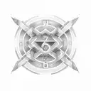 Design of numbers 3, 6, 9 in Greek with infinity sign and geometric shapes tattoo design idea