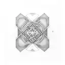 The design of the numbers 3, 6, 9 in Greek inspired by Tesla's law and the infinity symbol in triangles and circles tattoo design idea