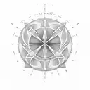 The design of the numbers 3, 6, 9 in Greek inspired by Tesla's law and the infinity symbol in triangles and circles tattoo design idea