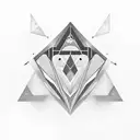 The design should be inspired by Tesla's 369 law, with geometric shapes like triangles, medium size, I want to wear it o tattoo design idea
