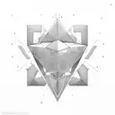 The design should be inspired by Tesla's 369 law, with geometric shapes like triangles, medium size, I want to wear it o tattoo design idea