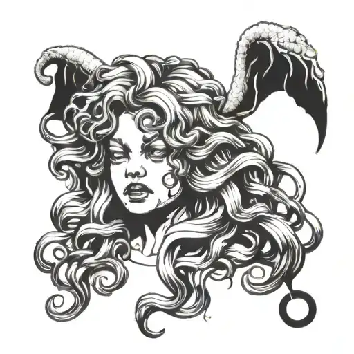 Medusa as a child crying tattoo design idea