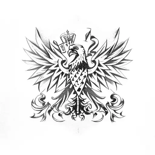 Polish flag with an eagle holding a beer mug tattoo design idea