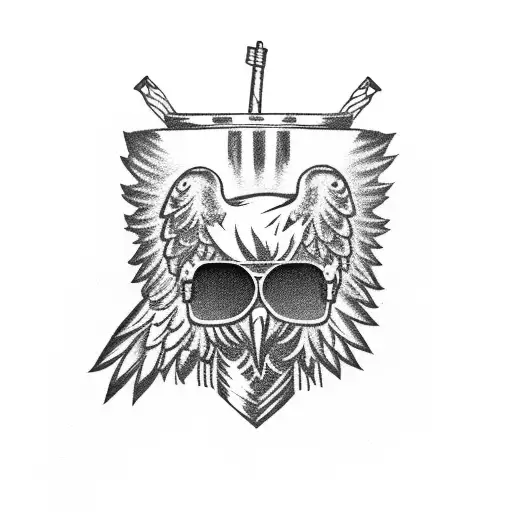 Polish flag with an eagle holding a beer mug wear sunglasses and smoke a joint tattoo design idea