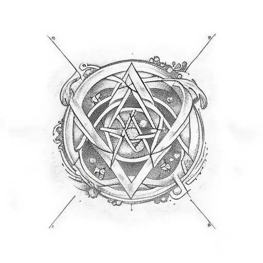 Alchemy symbols intertwined with scientific equations tattoo design idea