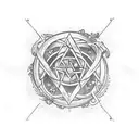 Alchemy symbols intertwined with scientific equations tattoo design idea