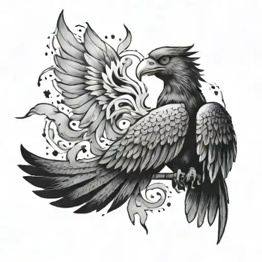 Create a tattoo of a veteran nurse holding a flaming torch, symbolizing the phoenix bird's rebirth tattoo design idea
