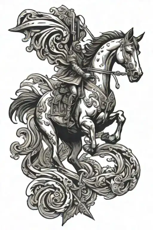 Mustang with a sword tattoo design idea