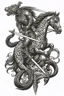 Mustang with a sword tattoo design idea