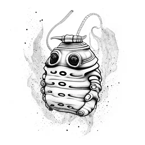 tardigrade swimming high contrast full body side profile tattoo design idea