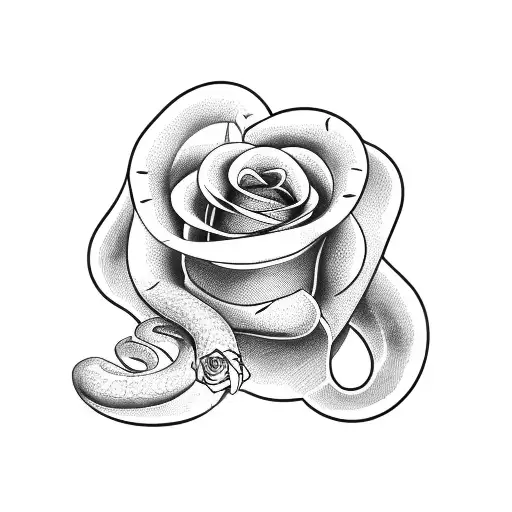 snake with roses tattoo design idea