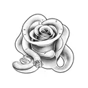snake with roses tattoo design idea