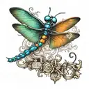 dragon fly with roman numerals date tattoo y2k style tattoo design idea