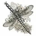 dragon fly with roman numerals date tattoo y2k style tattoo design idea