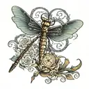 dragon fly with roman numerals date tattoo y2k style tattoo design idea