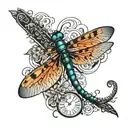 dragon fly with roman numerals date tattoo y2k style tattoo design idea