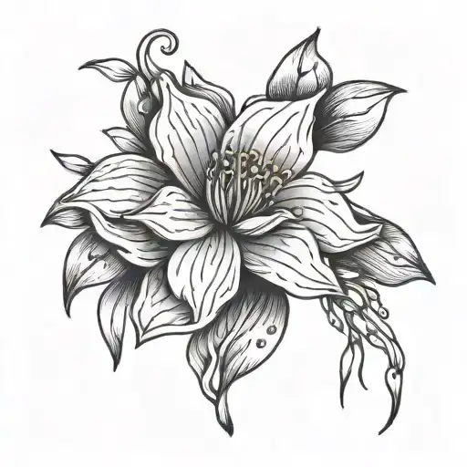A minimalist blackwork tattoo of a blooming yapan flower with a motivational quote intertwined in the design tattoo design idea