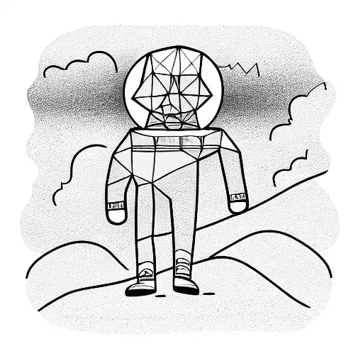 lonely traveller walking sunset hero tattoo design idea