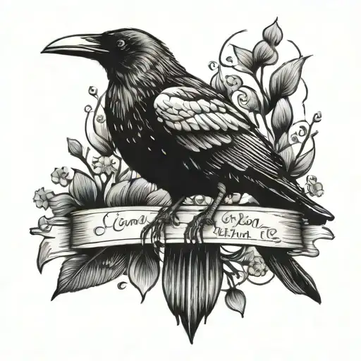 crow and the words It Can't Rain All The Time  tattoo design idea