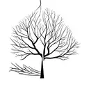Tree on the branches of a mask with emotions tattoo design idea