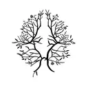 Tree on the branches of a mask with emotions tattoo design idea