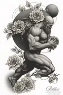 Sisyphus and flowers blooming tattoo design idea