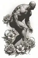 Sisyphus and flowers blooming tattoo design idea