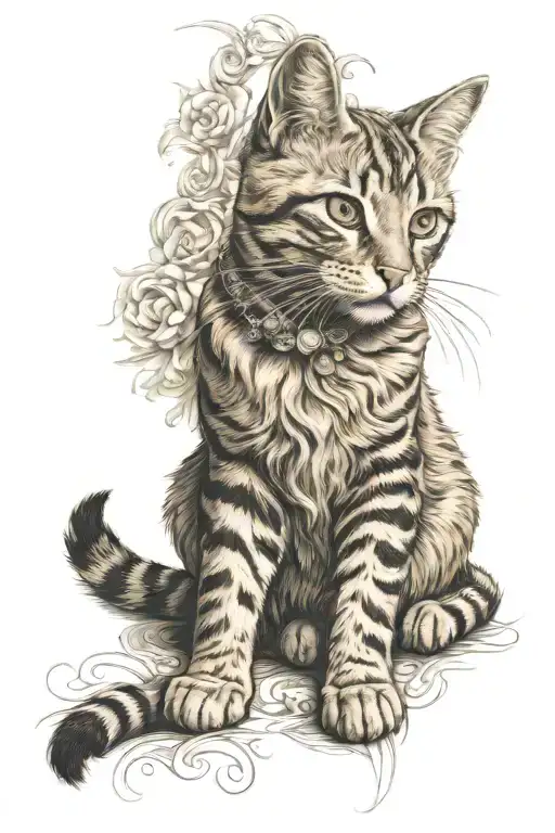 orange cat  tattoo design idea