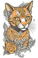 orange cat  tattoo design idea