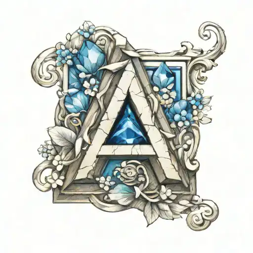 stone sapphire gemstone letter A tattoo design idea