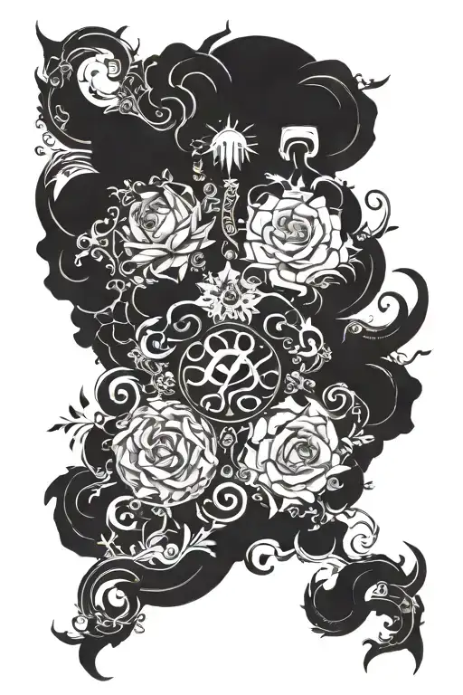 the seven deadly sins vs 7 heavenly virtues tattoo design idea