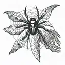 A Black Widow spider weaving a complex web on the hand, connecting to a powerful image of Ares at the shoulder, surrounded by a family scene of a lion, tiger, wolf, panther, and lioness, with a seahorse on the forearm, all unified by the spider's web tattoo design idea