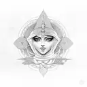 A sleeve showcasing various Arabic and Zoroastrian symbols in dotwork style tattoo design idea