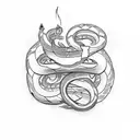 A sketch-style tattoo showcasing a snake wrapped around a Zoroastrian symbol tattoo design idea