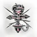 mace on a chain old school tattoo design idea