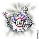 mace on a chain old school tattoo design idea